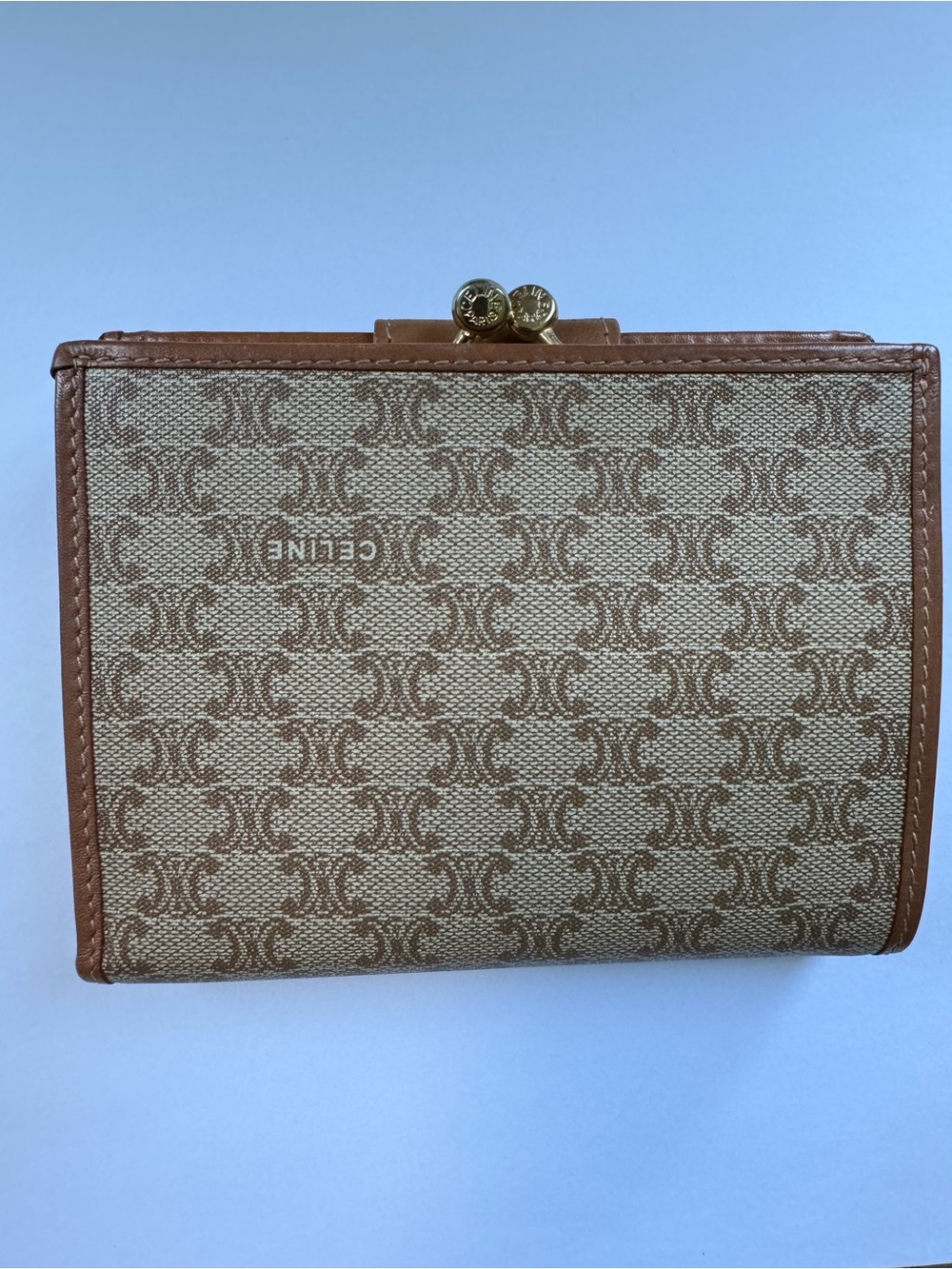 Celine Brown Monogram Canvas Leather Trim Wallet with Gold Hardware - Picture 2 of 10